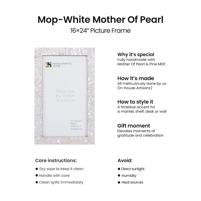 Handmade Poster Frames Mother of Pearl, White, 23 Sizes, for wall display