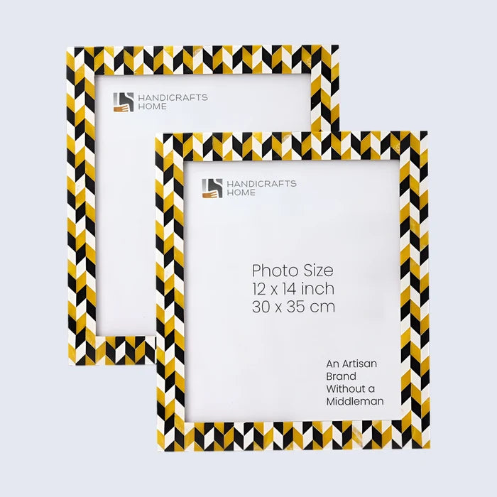 Handmade Picture Frames Marquet Chevron Resin inlay Collection in 8 sizes, for tabletop or wall display