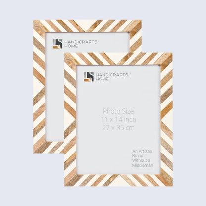 Handmade Picture Frames Marquet Chevron Resin inlay Collection in 8 sizes, for tabletop or wall display