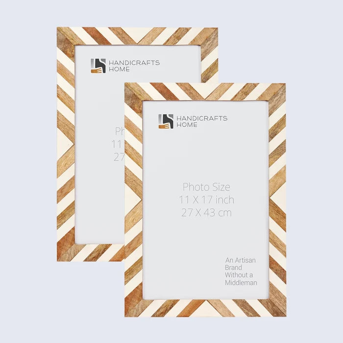 Handmade Picture Frames Marquet Chevron Resin inlay Collection in 8 sizes, for tabletop or wall display