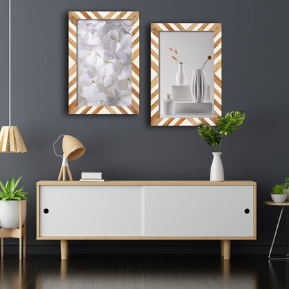 Handmade Picture Frames Marquet Chevron Resin inlay Collection in 8 sizes, for tabletop or wall display