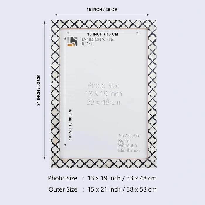 Handmade Poster Frames Moroccan Collection Bone & Resin Inlay, Black, 9 Sizes, for wall display