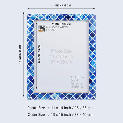 Handmade Poster Frames Moroccan Pattern Bone & Resin Inlay collection, Blue, 19 Sizes, for wall display