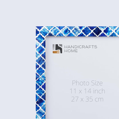 Handmade Poster Frames Moroccan Pattern Bone & Resin Inlay collection, Blue, 19 Sizes, for wall display