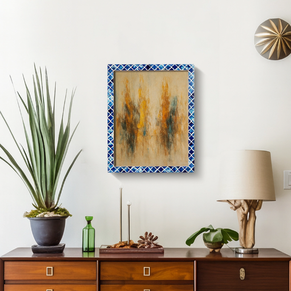 Handmade Poster Frames Moroccan Pattern Bone & Resin Inlay collection, Blue, 19 Sizes, for wall display