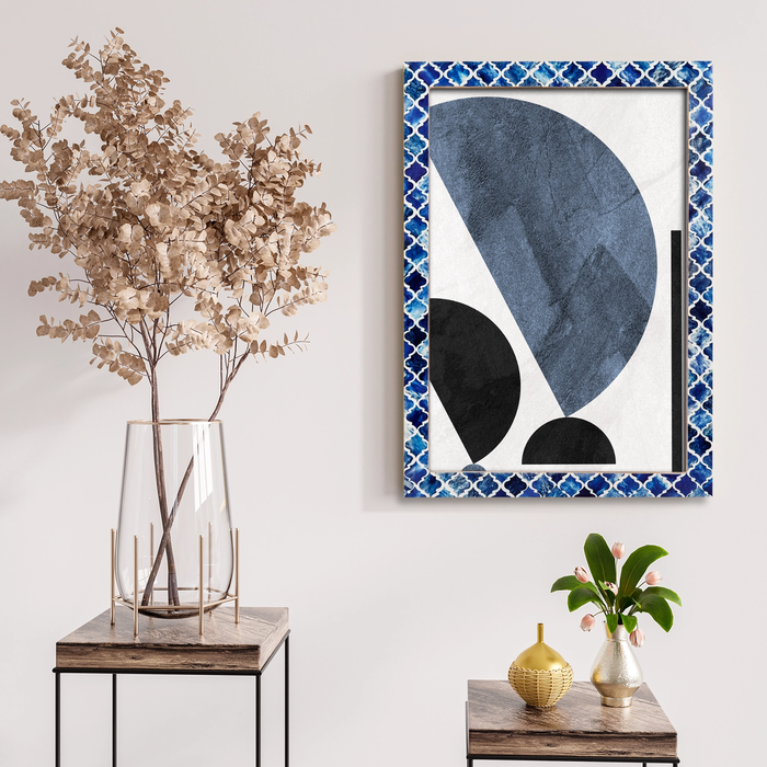 Handmade Poster Frames Moroccan Pattern Bone & Resin Inlay collection, Blue, 19 Sizes, for wall display