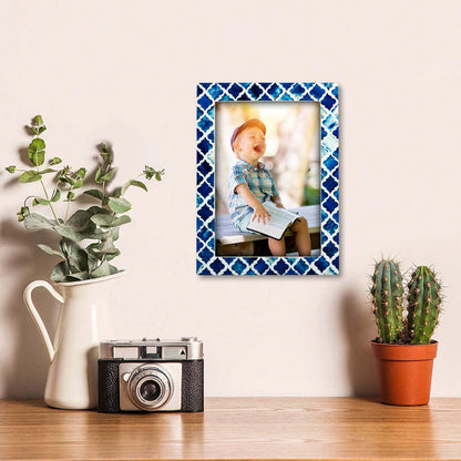Handmade Poster Frames Moroccan Pattern Bone & Resin Inlay collection, Blue, 19 Sizes, for wall display