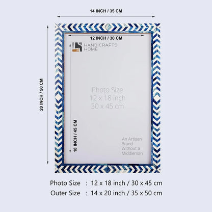 Handmade Poster Frames Taj Pattern Bone Inlay Collection, Blue, 4 Sizes, for wall display
