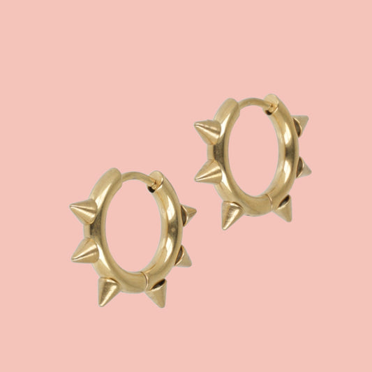 Punk-fection Spike Huggie Hoop Earrings (Gold Plated)