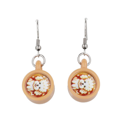 Puppuccino Earrings - Bichon Frise