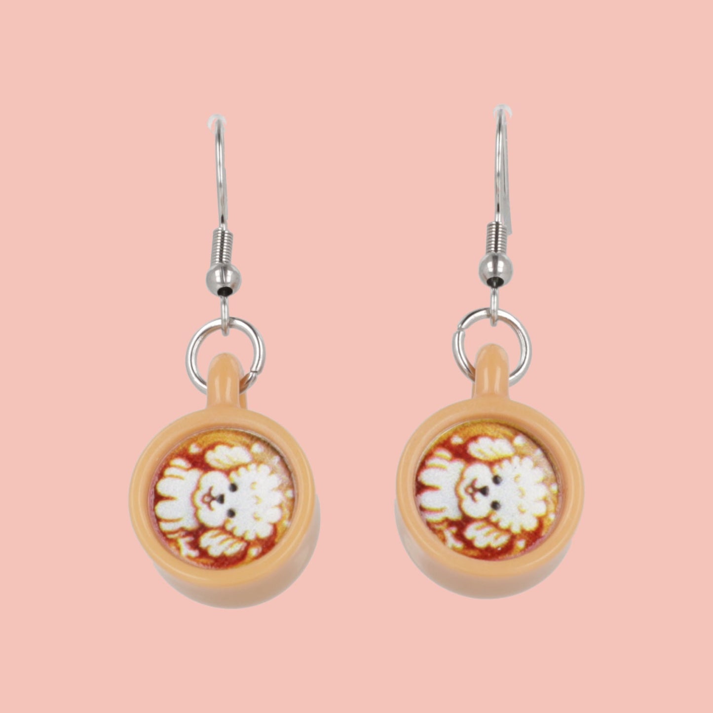 Puppuccino Earrings - Bichon Frise