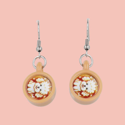 Puppuccino Earrings - Bichon Frise