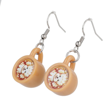 Puppuccino Earrings - Bichon Frise