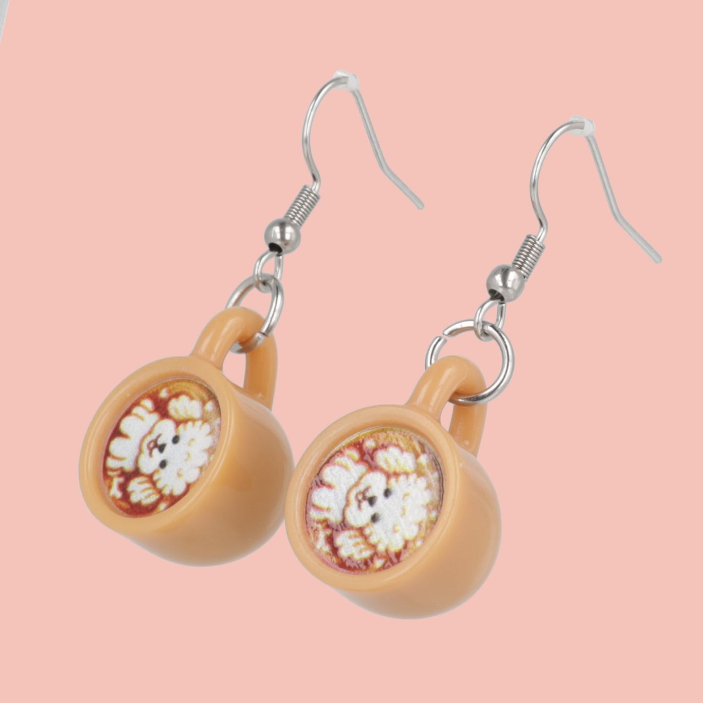 Puppuccino Earrings - Bichon Frise