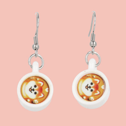 Puppuccino Earrings - Shiba Inu
