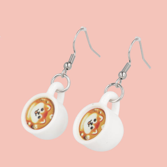 Puppuccino Earrings - Shiba Inu
