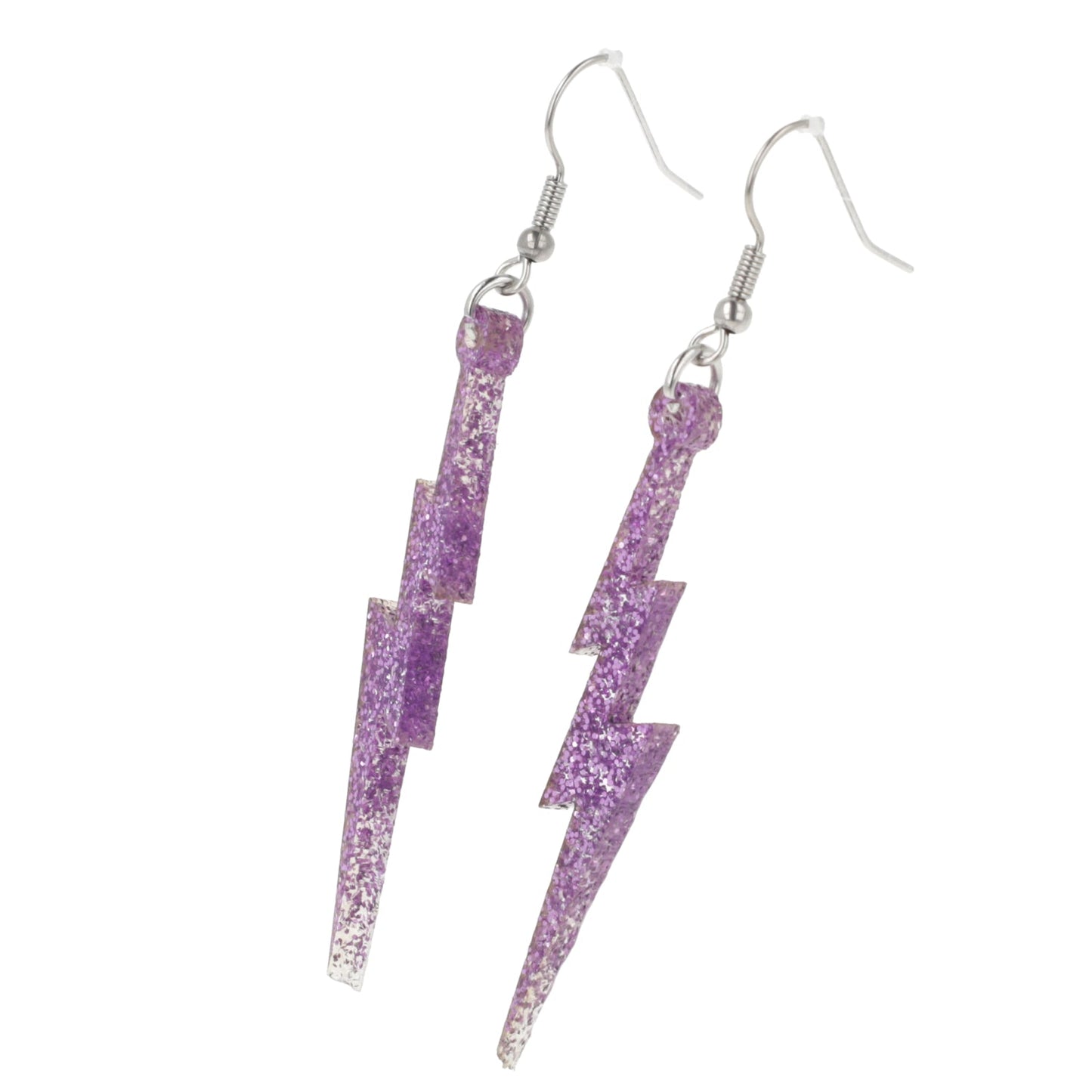 Purple Glitter Lightning Bolt Earrings