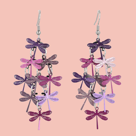 Purple Dragonfly Earrings