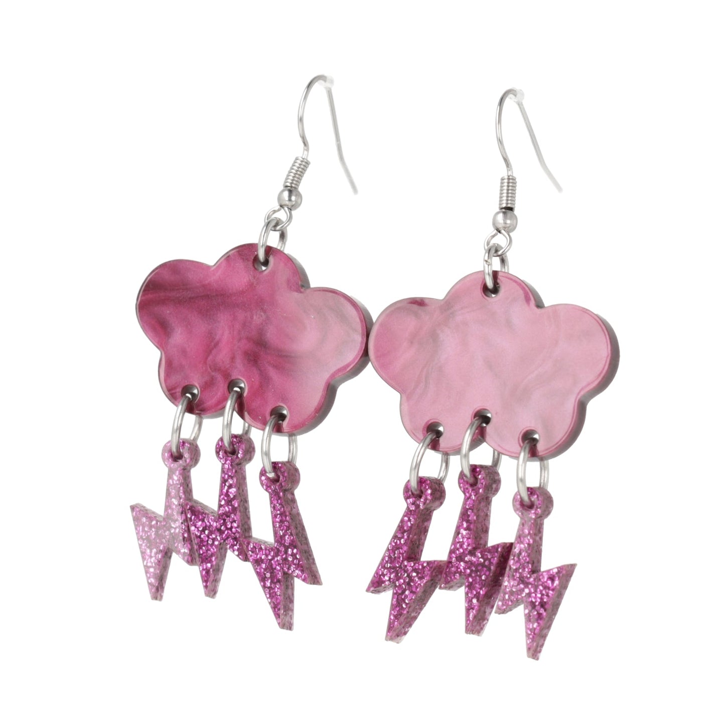 Purple Glitter Acid Lightning Earrings
