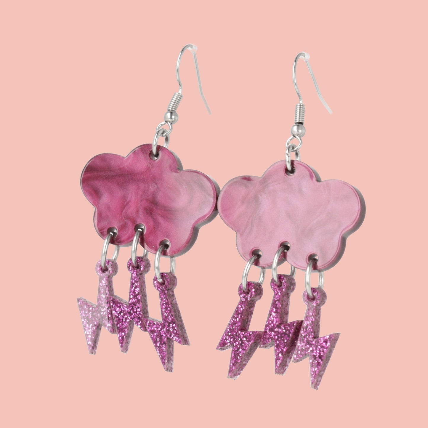 Purple Glitter Acid Lightning Earrings