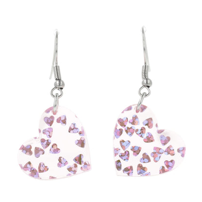 Purple Hearts Confetti Earrings