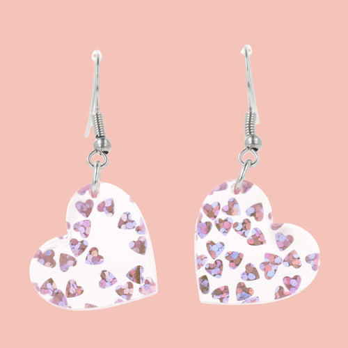 Purple Hearts Confetti Earrings