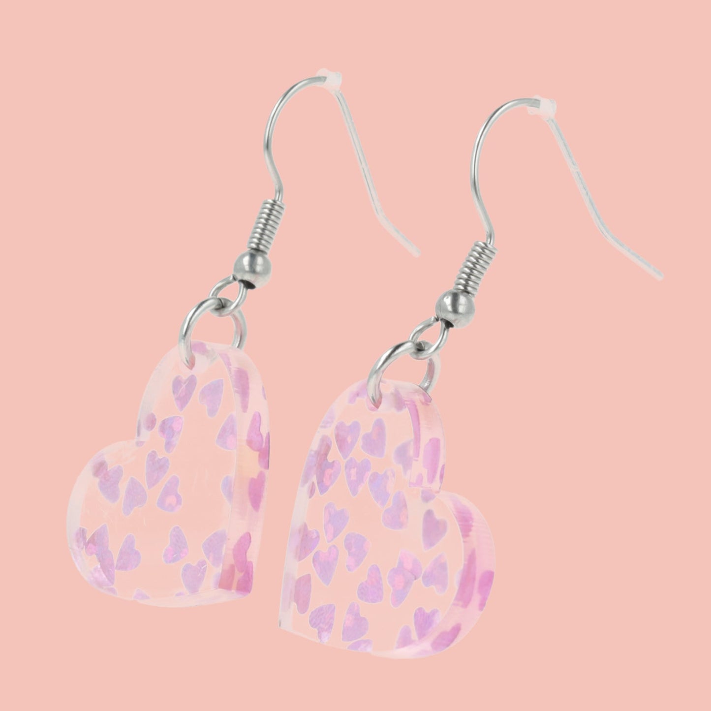 Purple Hearts Confetti Earrings