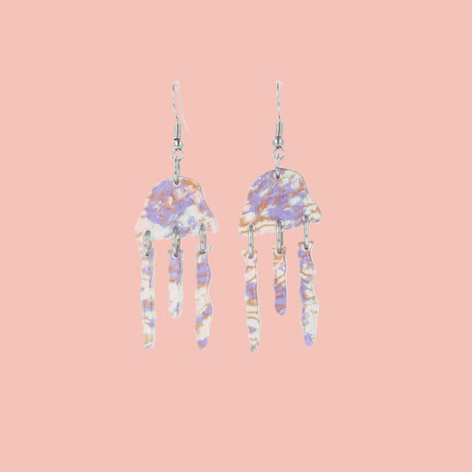 Purple Abalone Jellyfish Earrings