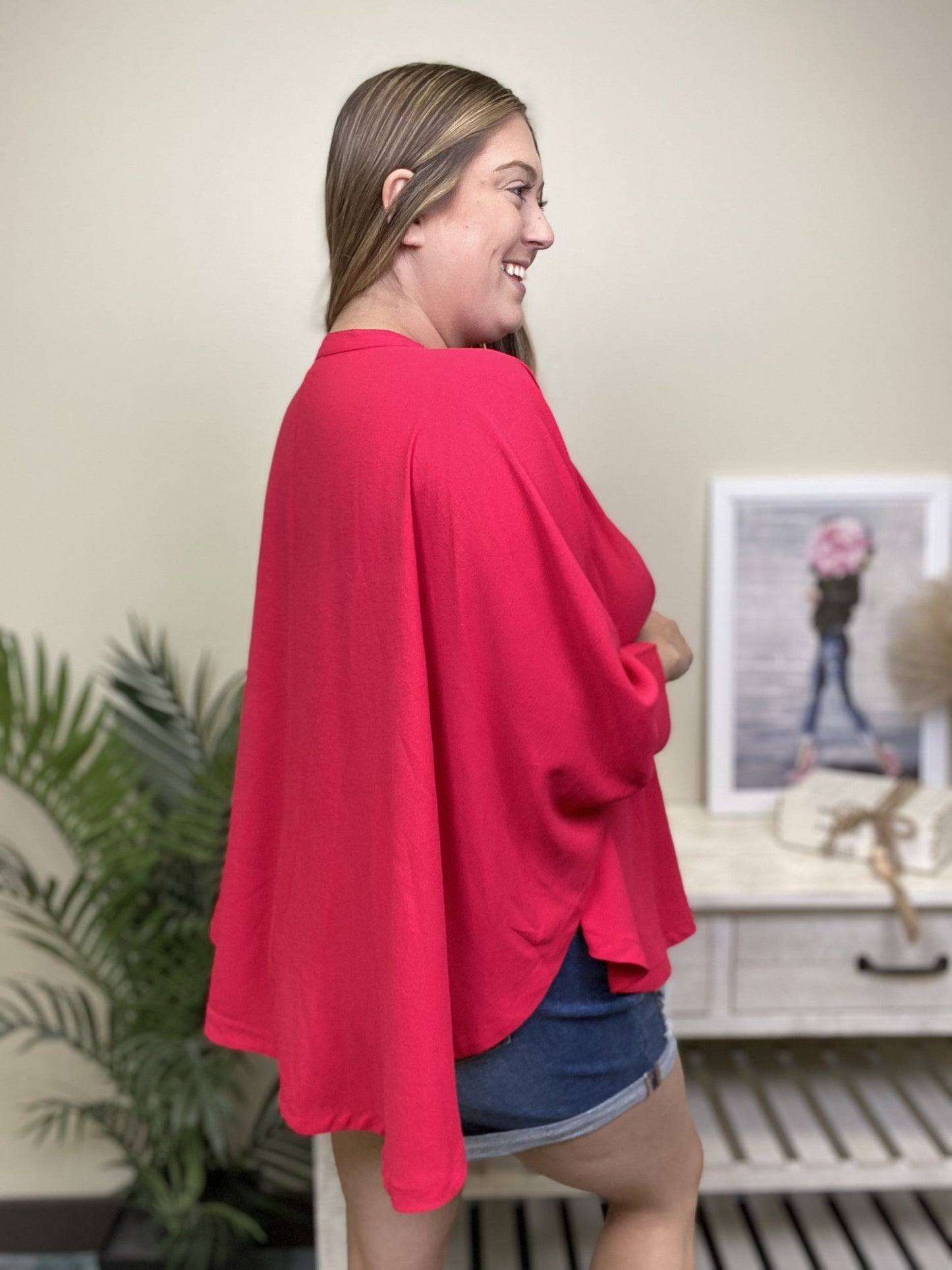 Live What You Love Women's Loose Half Button Down Top