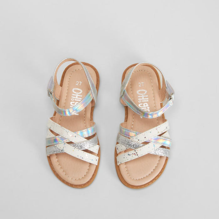 Sandalia multitiras brillantes blanca OH GIRL!