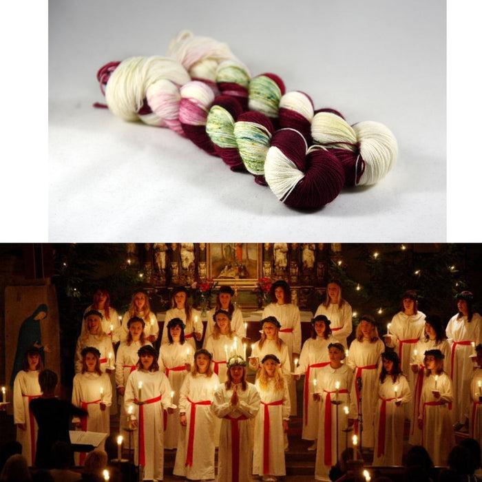 Destination Yarn fingering weight yarn St. Lucia Day in Sweden