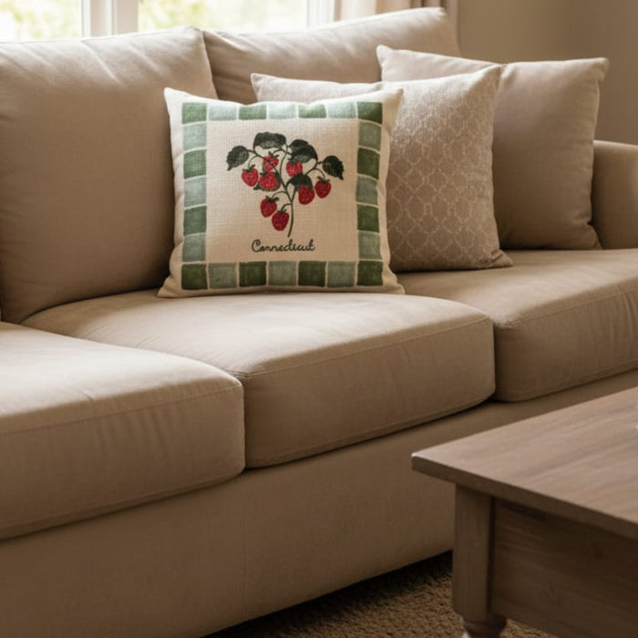 Strawberries Connecticut Green Frame Pillow Strawberries Connecticut Green Frame Pillow Home