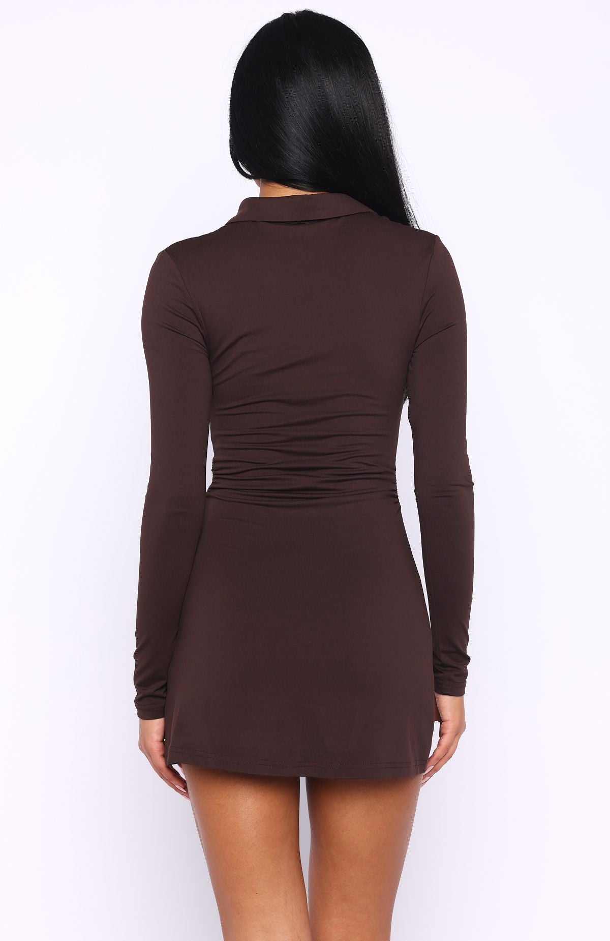 It's All For You Long Sleeve Mini Dress Chocolate
