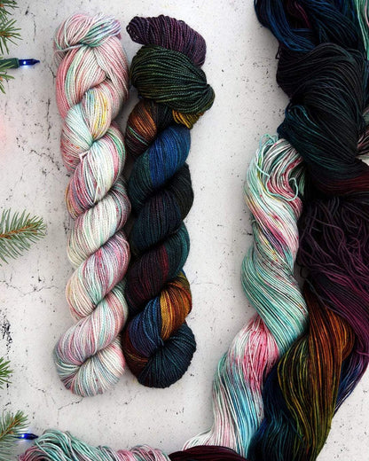 Destination Yarn fingering weight yarn Underneath the Christmas Trees Pair