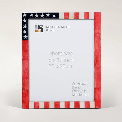 US Flag Bone Inlay Picture Frames Americana Patriotic Decor