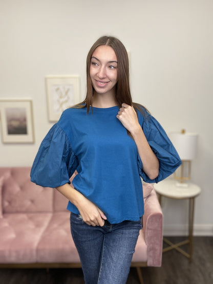 Can't Let You Go Women's Modern 3/4 Puff Sleeve Top
