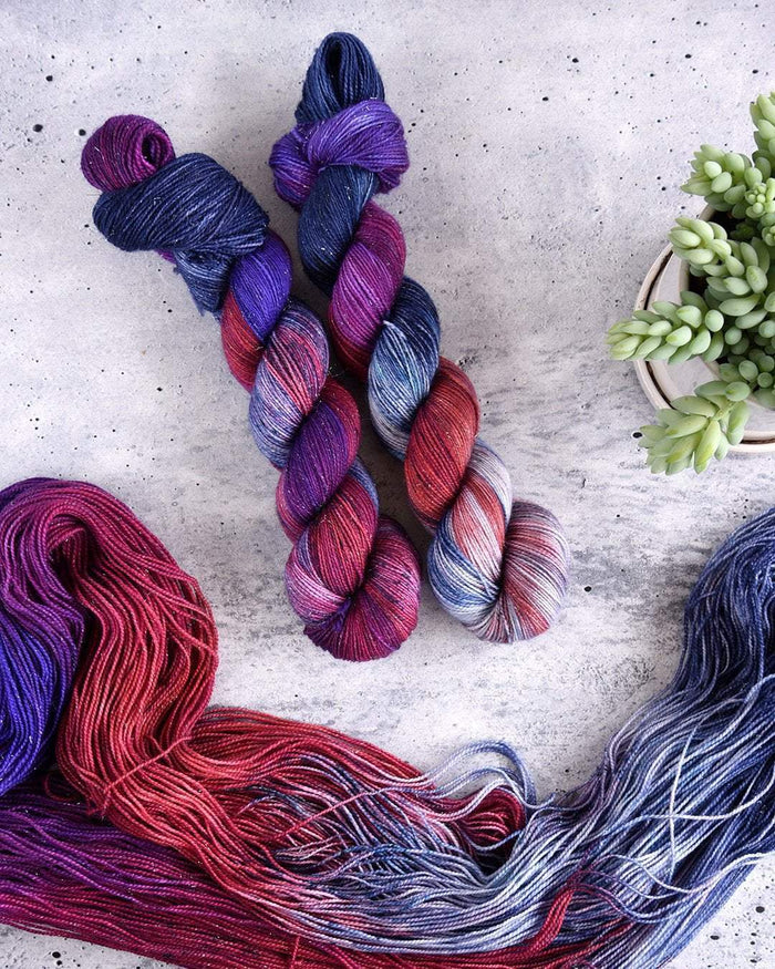 Destination Yarn fingering weight yarn Vermilion Summer