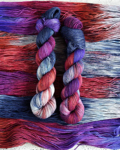 Destination Yarn fingering weight yarn Vermilion Summer