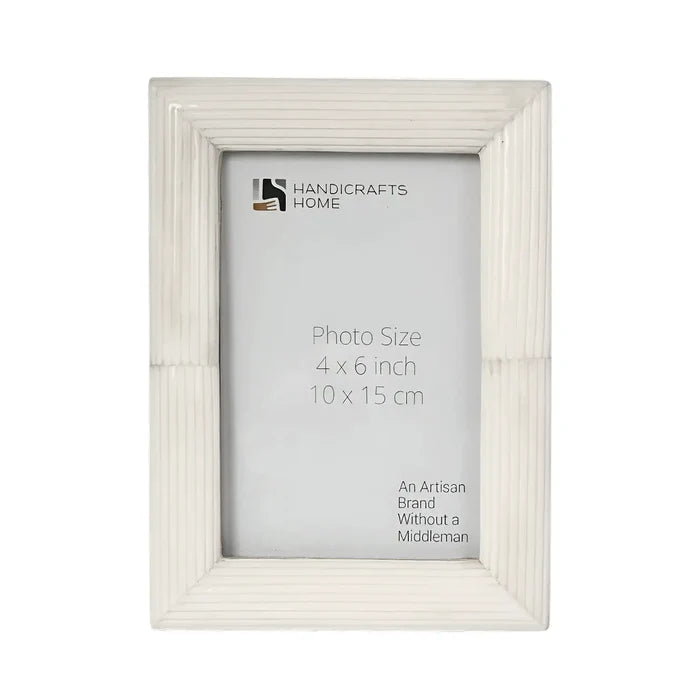 Handmade White Carved Bone Inlay Picture Frame - 4x6 5x7 8x10, for tabletop or wall display