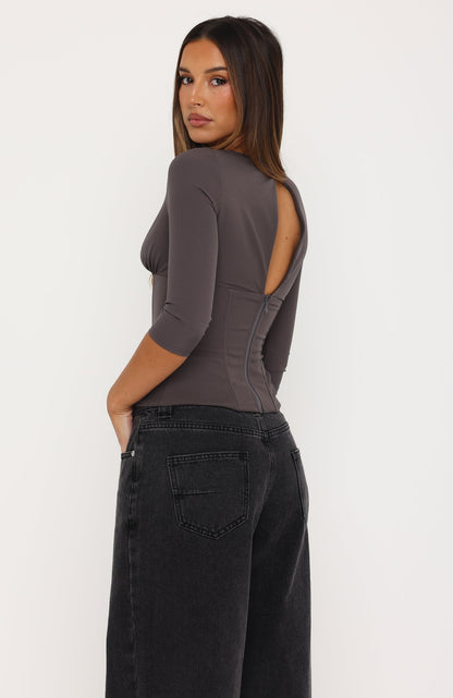Fire Light 3/4 Sleeve Bustier Charcoal