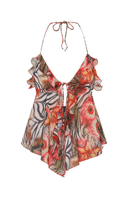 Flirty And Thriving Halter Top Savage Bloom