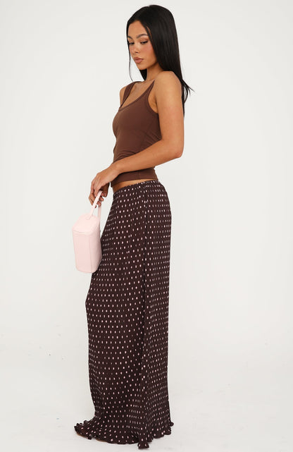 Flow State Maxi Skirt Choc/Pink Polka Dot