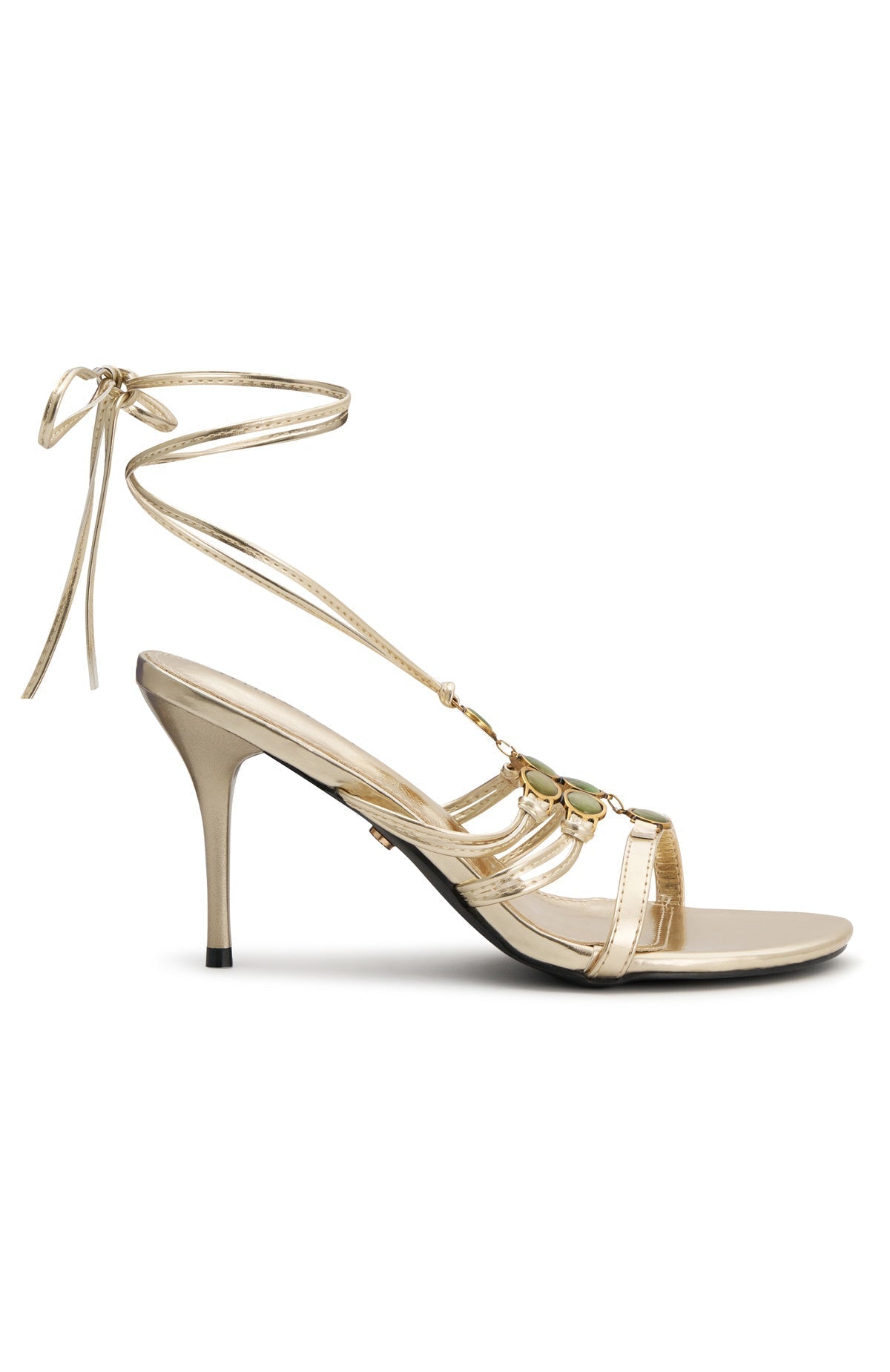 Giana Beaded Wrap Heels Champagne/Lime