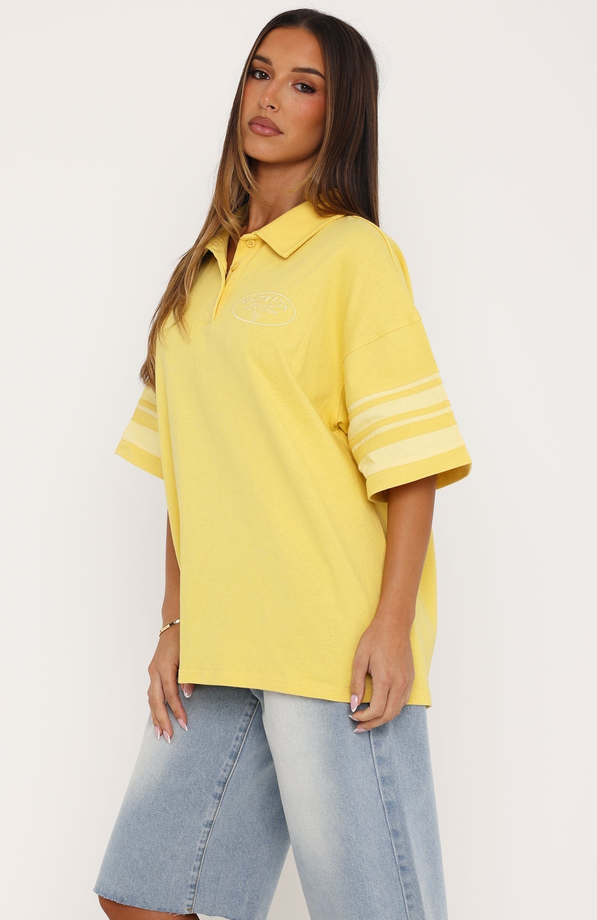 Golden Hour Glow Oversized Short Sleeve Rugby Shirt Mustard