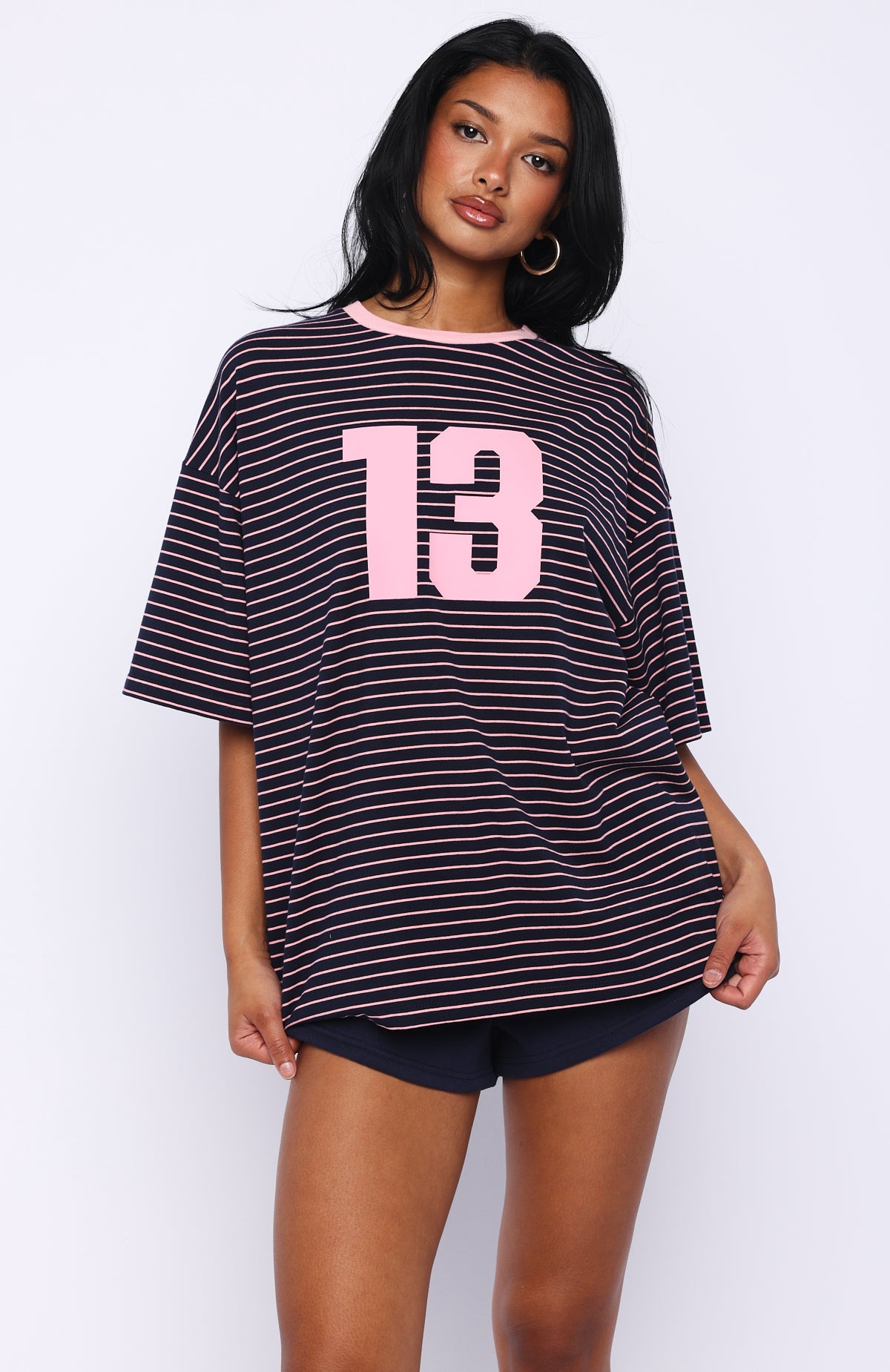 Good Old Days Oversized Tee Pink / Navy Stripe