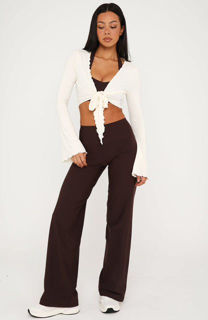 In A Minute Long Sleeve Tie Front Top Cream