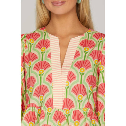 Woven Print Samantha Top in Pink