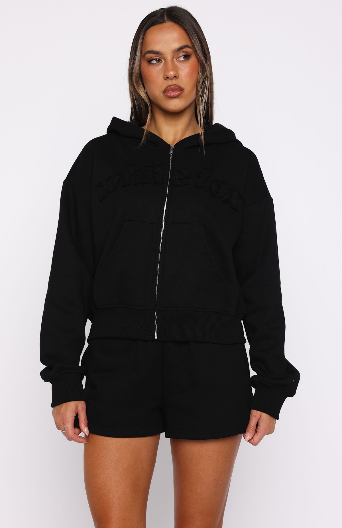 From The Archives Lexi Boxy Zip Front Hoodie Black