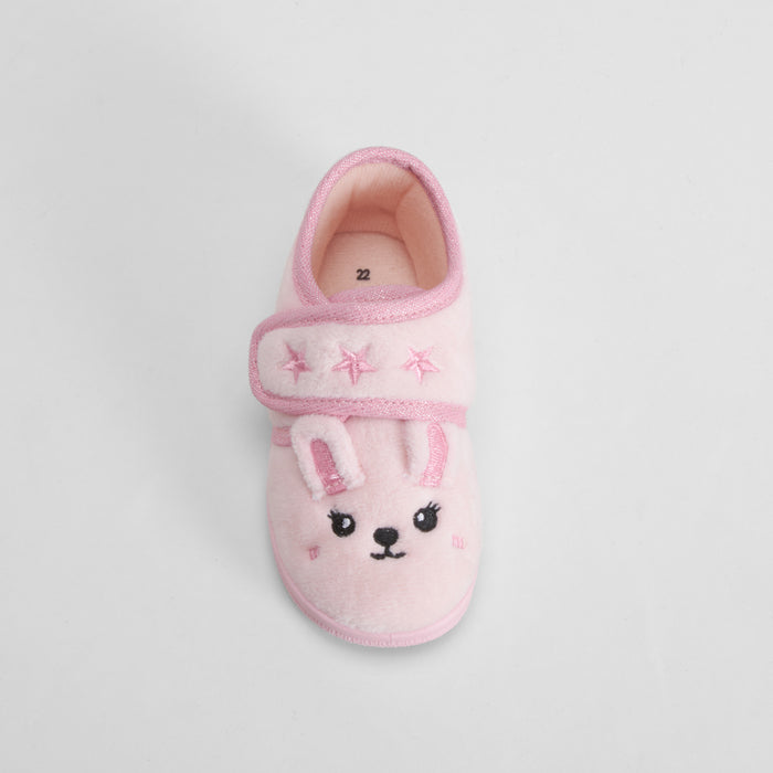 Zapatilla de casa conejo bebé rosa OLYNE