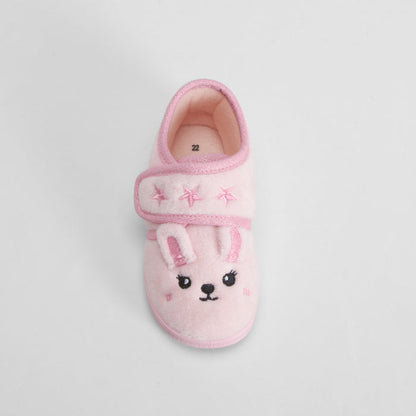 Zapatilla de casa conejo bebé rosa OLYNE